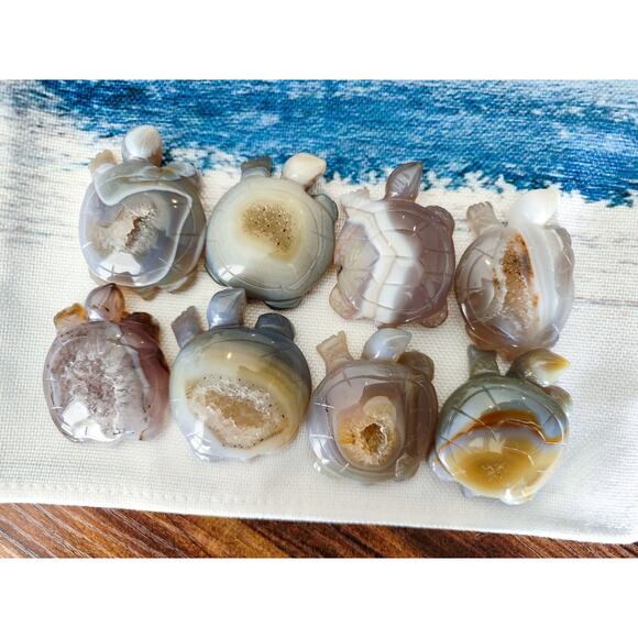 Druzy Agate Turtle Carving - Picture 2 of 8